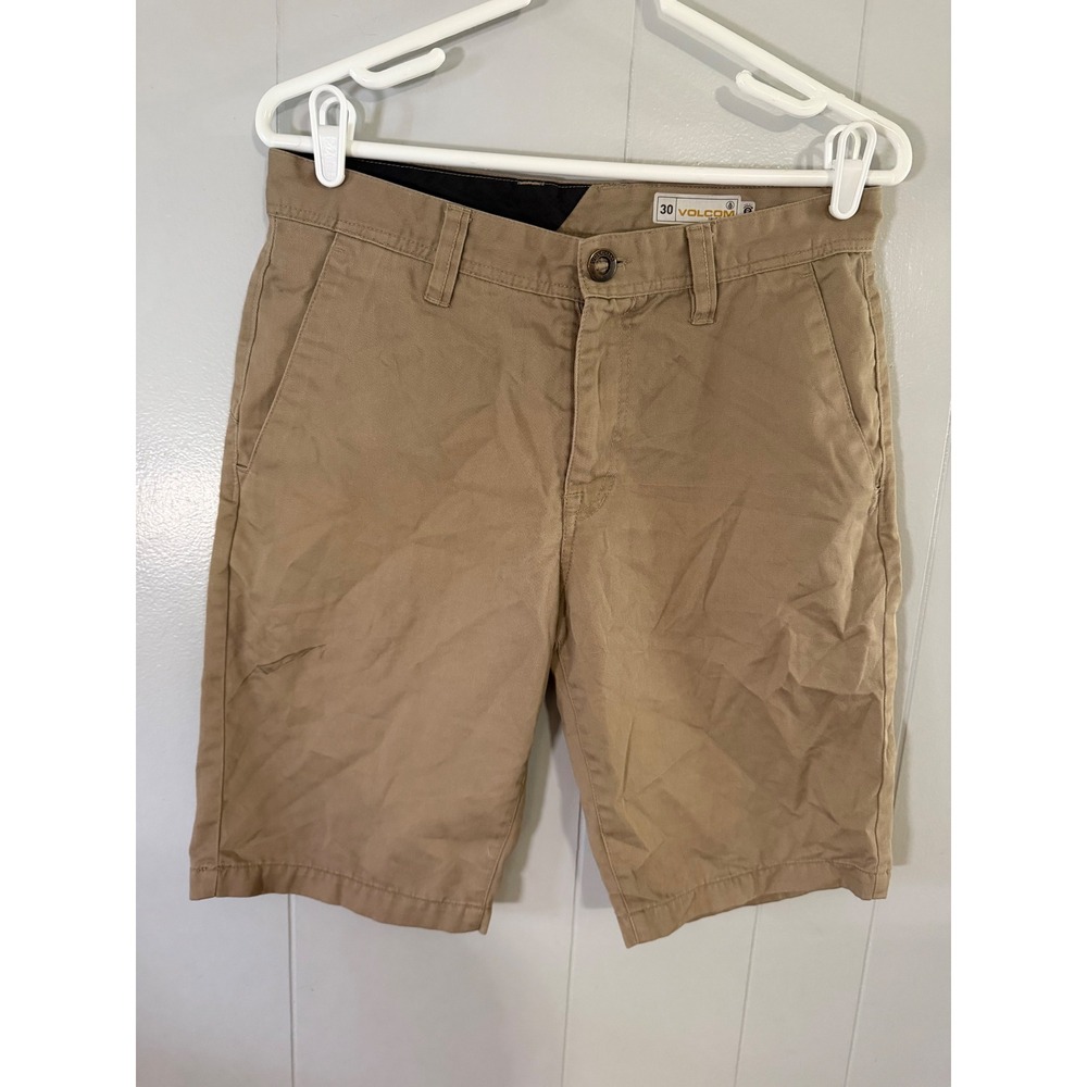 Volcom Chino Shorts Mens 30 Tan Khaki Flat Front Twill Skate Casual 5514